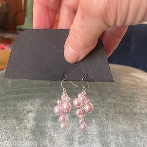 Elegant Pink Pearl Cluster Earrings